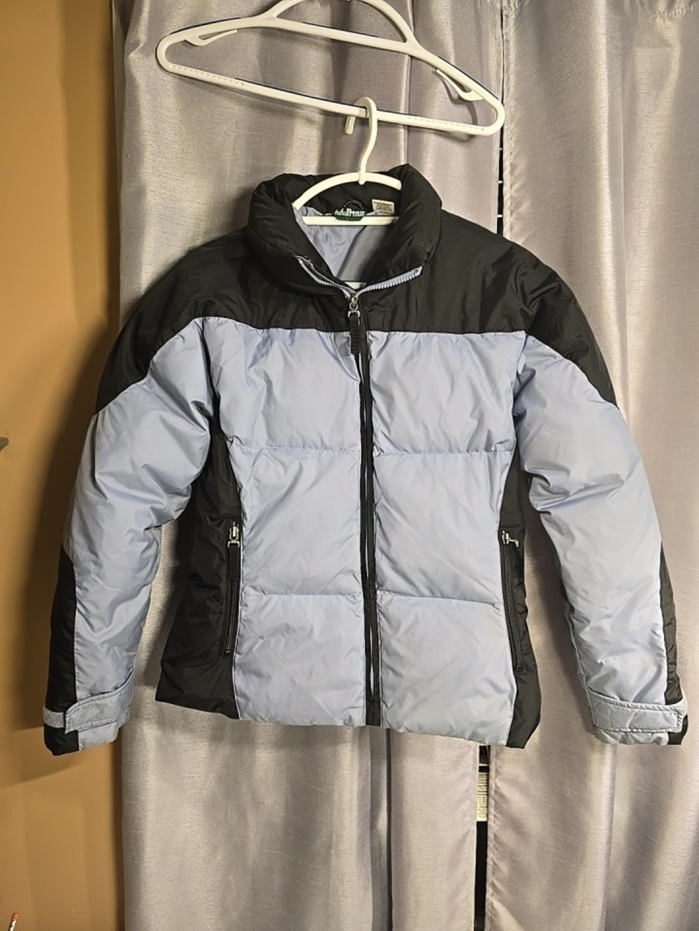 L.L. Bean Two-Tone Light Blue and Black Insulated Puffer Jacket